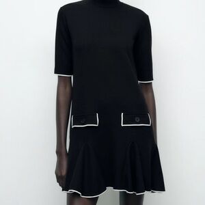 Zara Black Mini Dress with White Accents